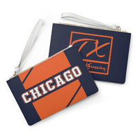 ThatXpression Fashion's Elegance Collection Orange & Blue Chicago Designer Clutch Bag