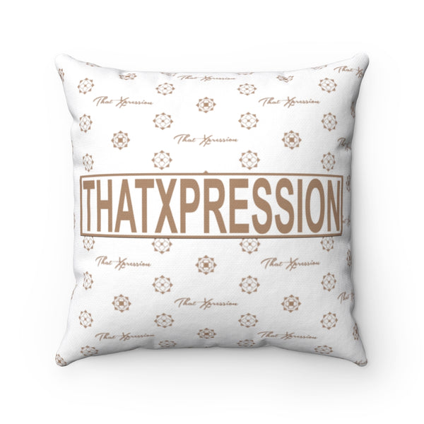 ThatXpression Fashion Arial White and Tan Designer Square Pillow Case