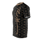 ThatXpression Fashion's Elegance Collection Black and Tan Script Shirt