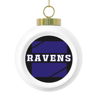 Ravens Festive Christmas Ball Ornament With Ribbon