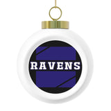 Ravens Festive Christmas Ball Ornament With Ribbon