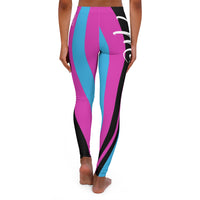 ThatXpression Fashion Black Teal Stripe Miami Vice Spandex Leggings