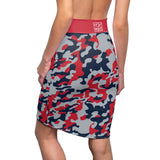 ThatXpression Fashion Gray Navy Camouflaged Women's Pencil Skirt 1YZF2