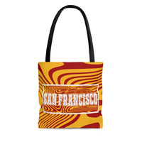 ThatXpression Gym Fit Multi Use San Francisco Themed Swirl Gold Red Tote bag