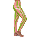 ThatXpression Fashion Savage Pink & Green Striped Spandex Leggings