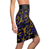 ThatXpression Fashion Purple Gold Black Camouflaged Women's Pencil Skirt 7X41K