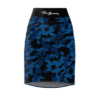ThatXpression Fashion Navy Black Camouflaged Women's Pencil Skirt 1YZF2