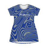 ThatXpression Fashion Blue Gray Swirl T-Shirt Dress P98J