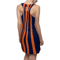 ThatXpression Fashion Navy Orange Enlarged Chicago Print Racerback Dress