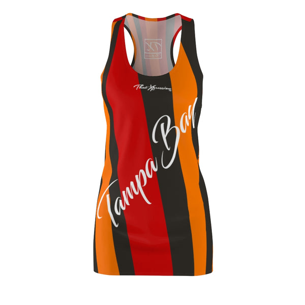 ThatXpression Fashion Pewter Orange Enlarged Tampa Bay Racerback Dress