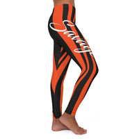 ThatXpression Fashion Black Orange Savage Themed Spandex Leggings-RL2