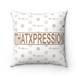 ThatXpression Fashion Arial White and Tan Designer Square Pillow