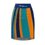 ThatXpression Fashion Orange Blue Striped Themed Women's Pencil Skirt 7X41K