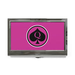 Queen Of Spades Black Pink Polished Business Card Holder
