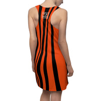 ThatXpression Fashion Black Orange Enlarged Cincinnati Print Racerback Dress