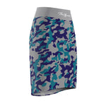 ThatXpression Fashion Navy Teal Gray Camouflaged Women's Pencil Skirt 7X41K
