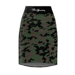ThatXpression Fashion Green Black Camouflaged Women's Pencil Skirt 1YZF2