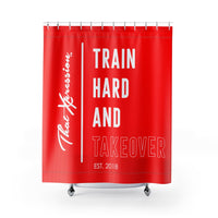 Train Hard And Takeover Sports Fitness Themed Red(CF) Bathroom Curtains