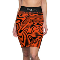 ThatXpression Fashion Orange Black Women's Pencil Skirt 7X41K