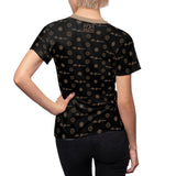 ThatXpression Fashion's Elegance Collection Black and Tan Script Women's T-Shirt