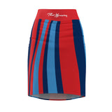 ThatXpression Fashion Red Navy Striped Women's Pencil Skirt 7X41K