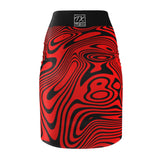ThatXpression Fashion Swirl Black Red Women's Pencil Skirt 7X41K