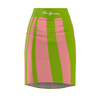 ThatXpression Fashion Pink Green Striped Women's Pencil Skirt 7X41K