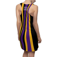 ThatXpression Fashion Gold Black Purple Enlarged Savage Striped Racerback Dress