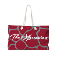ThatXpression Fashion Stylish Gray Crimson Red Cobble Pattern Weekender Bag R27KB