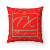 ThatXpression Fashion TX Red and Tan Designer Square Pillow
