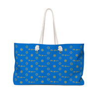 ThatXpression Fashion's Elegance Collection Blue and Gold Designer Weekender Bag