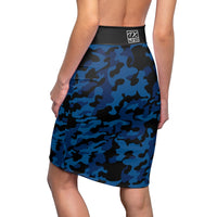 ThatXpression Fashion Navy Black Camouflaged Women's Pencil Skirt 1YZF2