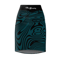 ThatXpression Fashion Swirl Black Green Women's Pencil Skirt 7X41K