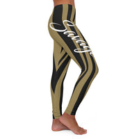 ThatXpression Fashion Black Gold Savage Themed Spandex Leggings-RL2