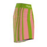 ThatXpression Fashion Pink Green Striped Women's Pencil Skirt 7X41K