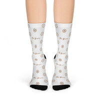 ThatXpression Fashion's Elegance Collection White and Tan Crew Socks