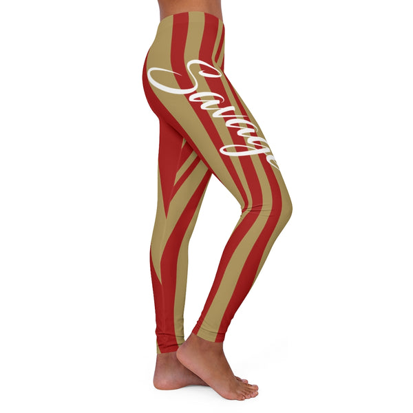 ThatXpression Fashion Red Gold Savage Themed Spandex Leggings-RL2