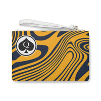 Queen Of Spades Collection Navy Gold Clutch Bag