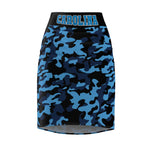 ThatXpression Fashion Teal Black Camouflaged Carolina Women's Pencil Skirt 7X41K