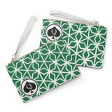 Queen Of Spades Collection Green White Clutch Bag