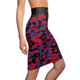 ThatXpression Fashion Royal Black Red Camouflaged Los Angeles Women's Pencil Skirt 7X41K