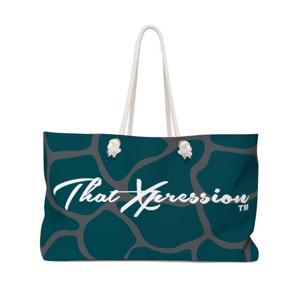 ThatXpression Fashion Stylish Green Gray Cobble Pattern Weekender Bag R27KB