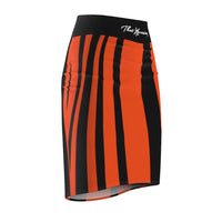 ThatXpression Fashion Black Orange Striped Themed Women's Pencil Skirt 1YZF2
