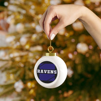 Ravens Festive Christmas Ball Ornament With Ribbon