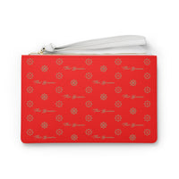 ThatXpression Fashion's TX8 Elegance Collection Red and Tan Designer Clutch Bag