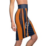 ThatXpression Fashion Orange Blue Savage Striped Themed Women's Pencil Skirt 7X41K