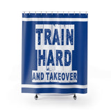 Train Hard And Takeover Sports Fitness Themed Blue(CF) Bathroom Curtains