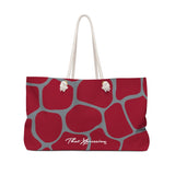 ThatXpression Fashion Stylish Gray Crimson Red Cobble Pattern Weekender Bag R27KB