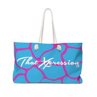 ThatXpression Fashion Stylish Teal Purple Cobble Pattern Weekender Bag R27KB