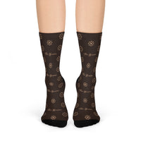 ThatXpression Fashion's Elegance Collection Brown and Tan Crew Socks